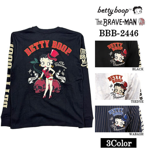 THE BRAVEMAN×BETTY BOOP ベティーブープ 天竺 長袖Tシャツ ロンTEE bbb-2446