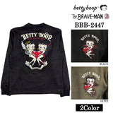 THE BRAVEMAN×BETTY BOOP ベティーブープ 起毛 プレーティング プルオーバー 長袖Tシャツ ロンTEE bbb-2447