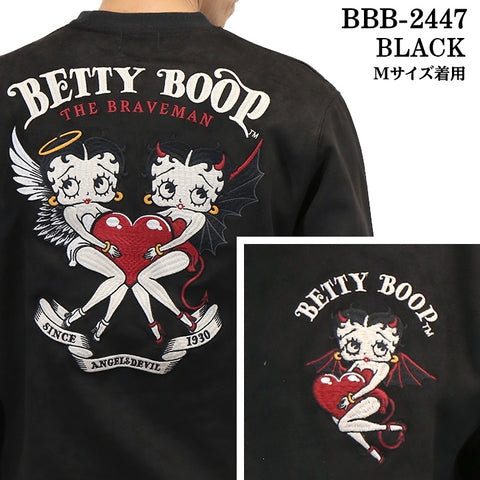 THE BRAVEMAN×BETTY BOOP ベティーブープ 起毛 プレーティング プルオーバー 長袖Tシャツ ロンTEE bbb-2447