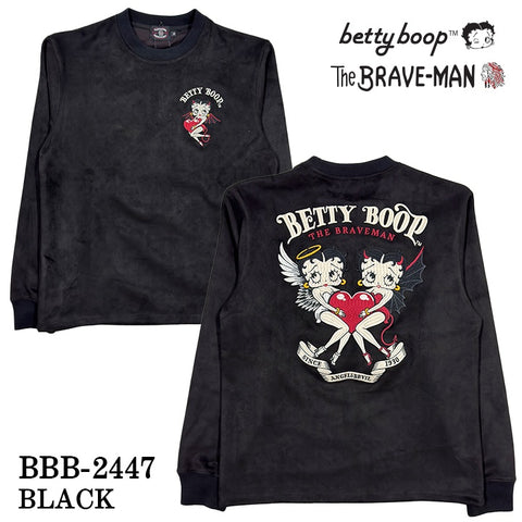 THE BRAVEMAN×BETTY BOOP ベティーブープ 起毛 プレーティング プルオーバー 長袖Tシャツ ロンTEE bbb-2447