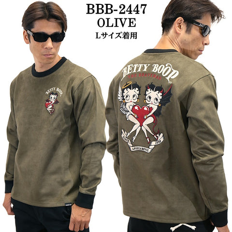 THE BRAVEMAN×BETTY BOOP ベティーブープ 起毛 プレーティング プルオーバー 長袖Tシャツ ロンTEE bbb-2447