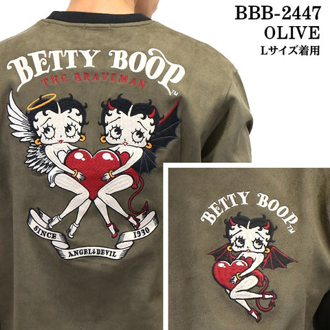 THE BRAVEMAN×BETTY BOOP ベティーブープ 起毛 プレーティング プルオーバー 長袖Tシャツ ロンTEE bbb-2447