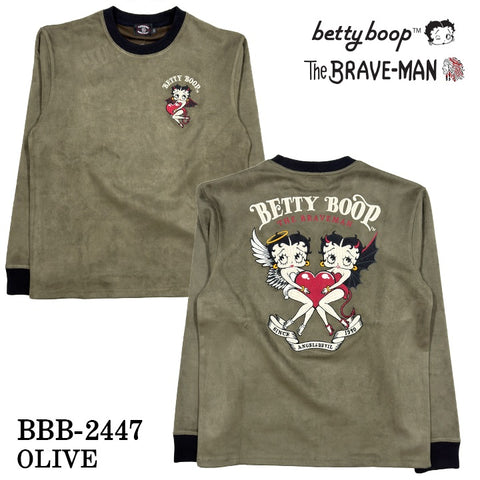 THE BRAVEMAN×BETTY BOOP ベティーブープ 起毛 プレーティング プルオーバー 長袖Tシャツ ロンTEE bbb-2447