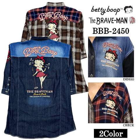 THE BRAVEMAN×BETTY BOOP ベティーブープ シャツ ワンピース bbb-2450