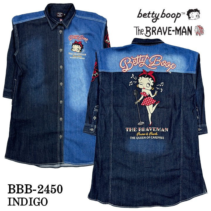 THE BRAVEMAN×BETTY BOOP ベティーブープ シャツ ワンピース bbb-2450