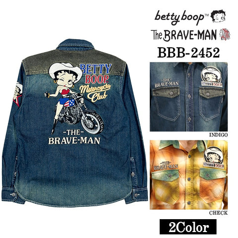 THE BRAVEMAN×BETTY BOOP ベティ・ブープ 長袖シャツ bbb-2452