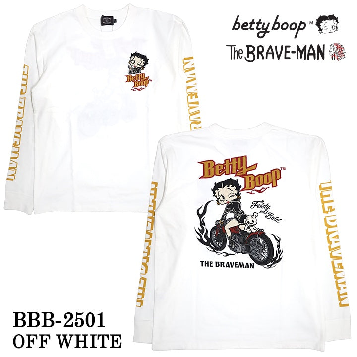 THE BRAVEMAN×BETTY BOOP ベティーブープ 天竺 長袖Tシャツ ロンTEE bbb-2501