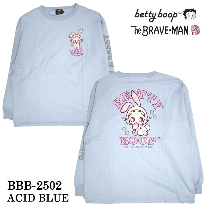 THE BRAVEMAN×BETTY BOOP ベティーブープ BIGシルエット 天竺 長袖Tシャツ ロンTEE bbb-2502