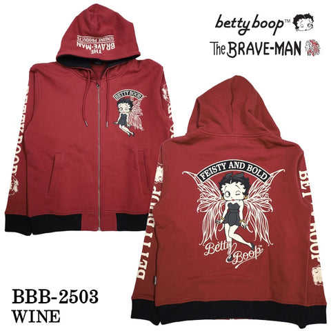 THE BRAVEMAN×BETTY BOOP ブレイブマン ベティ・ブープ 裏毛フルジップパーカー bbb-2503