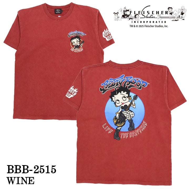 THE BRAVEMAN×BETTY BOOP ベティーブープ 天竺 フロスト加工 半袖Tシャツ bbb-2515