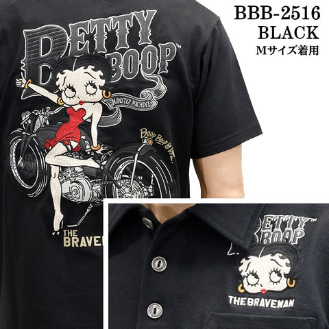 THE BRAVEMAN×BETTY BOOP ベティーブープ 天竺 半袖 ポロシャツ bbb-2516