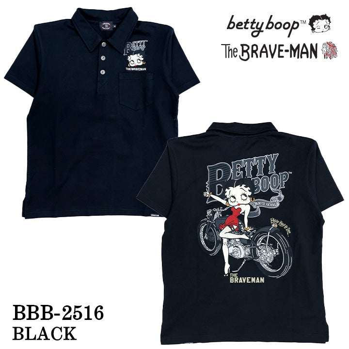 THE BRAVEMAN×BETTY BOOP ベティーブープ 天竺 半袖 ポロシャツ bbb-2516
