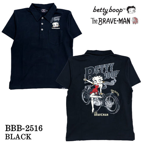 THE BRAVEMAN×BETTY BOOP ベティーブープ 天竺 半袖 ポロシャツ bbb-2516