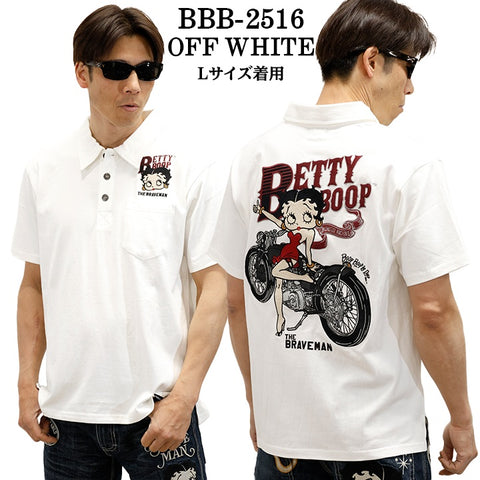 THE BRAVEMAN×BETTY BOOP ベティーブープ 天竺 半袖 ポロシャツ bbb-2516