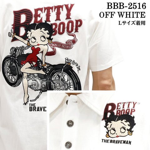 THE BRAVEMAN×BETTY BOOP ベティーブープ 天竺 半袖 ポロシャツ bbb-2516