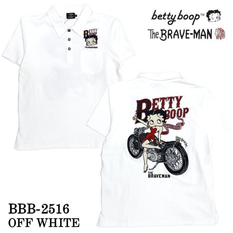 THE BRAVEMAN×BETTY BOOP ベティーブープ 天竺 半袖 ポロシャツ bbb-2516