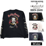 BETTY BOOP NEVERMIND TEE L/S T-SHIRT ベティーブープ ネバーマインド コラボ 天竺 ロンTEE 長袖 Tシャツ bbn-2509