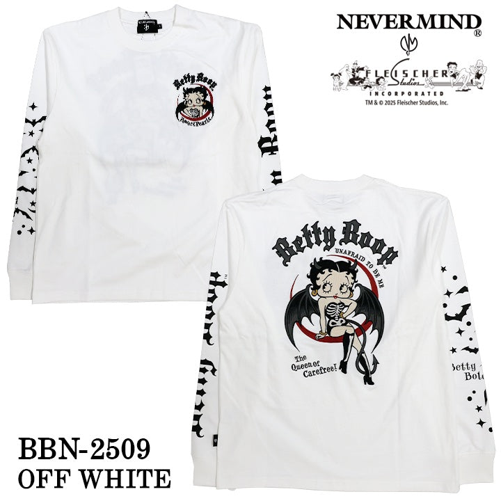 BETTY BOOP NEVERMIND TEE L/S T-SHIRT ベティーブープ ネバーマインド コラボ 天竺 ロンTEE 長袖 Tシャツ bbn-2509