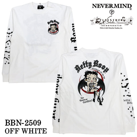 BETTY BOOP NEVERMIND TEE L/S T-SHIRT ベティーブープ ネバーマインド コラボ 天竺 ロンTEE 長袖 Tシャツ bbn-2509