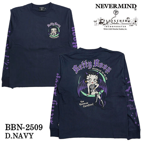 BETTY BOOP NEVERMIND TEE L/S T-SHIRT ベティーブープ ネバーマインド コラボ 天竺 ロンTEE 長袖 Tシャツ bbn-2509