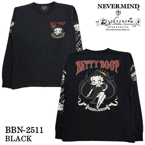 BETTY BOOP NEVERMIND TEE L/S T-SHIRT ベティーブープ ネバーマインド 天竺 ロンTEE 長袖 Tシャツ bbn-2511