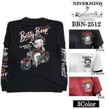 BETTY BOOP NEVERMIND TEE L/S T-SHIRT FAKE SLEEVE ベティーブープ ネバーマインド 天竺 フェイク袖 ロンTEE 長袖 Tシャツ bbn-2512