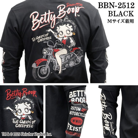 BETTY BOOP NEVERMIND TEE L/S T-SHIRT FAKE SLEEVE ベティーブープ ネバーマインド 天竺 フェイク袖 ロンTEE 長袖 Tシャツ bbn-2512