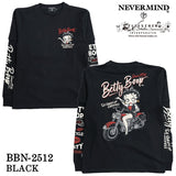 BETTY BOOP NEVERMIND TEE L/S T-SHIRT FAKE SLEEVE ベティーブープ ネバーマインド 天竺 フェイク袖 ロンTEE 長袖 Tシャツ bbn-2512