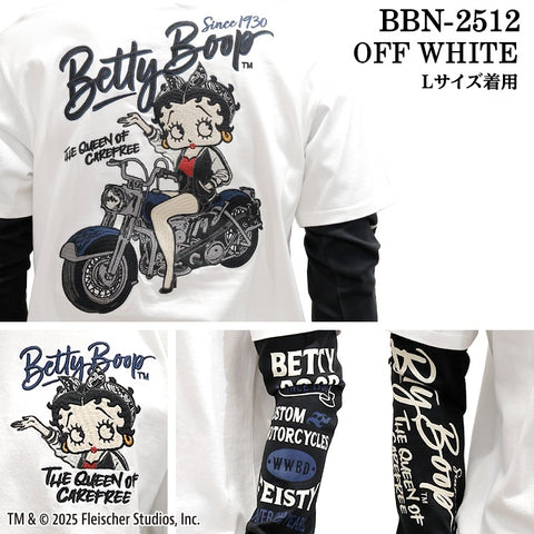 BETTY BOOP NEVERMIND TEE L/S T-SHIRT FAKE SLEEVE ベティーブープ ネバーマインド 天竺 フェイク袖 ロンTEE 長袖 Tシャツ bbn-2512