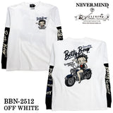 BETTY BOOP NEVERMIND TEE L/S T-SHIRT FAKE SLEEVE ベティーブープ ネバーマインド 天竺 フェイク袖 ロンTEE 長袖 Tシャツ bbn-2512