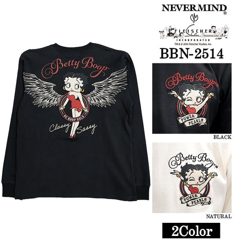 BETTY BOOP NEVERMIND TEE L/S T-SHIRT ベティーブープ ネバーマインド 天竺 ロンTEE 長袖 Tシャツ bbn-2514