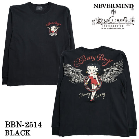 BETTY BOOP NEVERMIND TEE L/S T-SHIRT ベティーブープ ネバーマインド 天竺 ロンTEE 長袖 Tシャツ bbn-2514