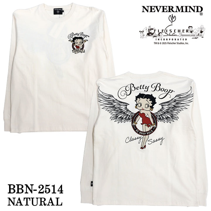 BETTY BOOP NEVERMIND TEE L/S T-SHIRT ベティーブープ ネバーマインド 天竺 ロンTEE 長袖 Tシャツ bbn-2514