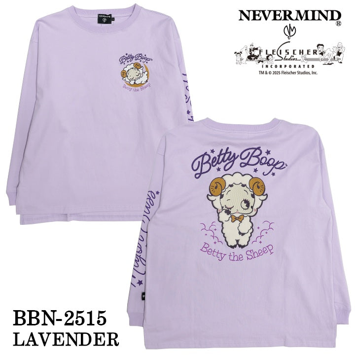 BETTY BOOP NEVERMIND TEE BIG L/S T-SHIRT ベティーブープ ネバーマインド ビッグシルエット 天竺 ロンTEE 長袖Tシャツ bbn-2515