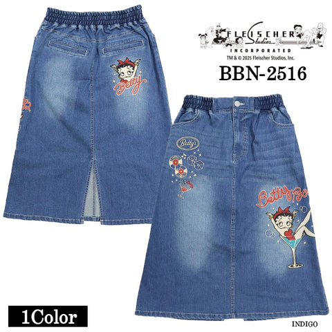 BETTY BOOP×NEVERMIND LONG DENIM SKIRT ベティ・ブープ ネバーマインド ストレッチ デニムスカート bbn-2516