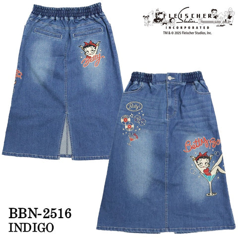 BETTY BOOP×NEVERMIND LONG DENIM SKIRT ベティ・ブープ ネバーマインド ストレッチ デニムスカート bbn-2516