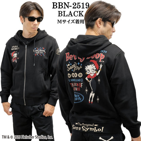 BETTY BOOP NEVERMIND HOODIE SWEATSHIRT F/Z PARKA ベティーブープ ネバーマインド 裏毛 パーカー bbn-2519