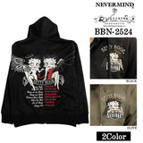 BETTY BOOP NEVERMIND HOODIE BONDING F/Z PARKA ベティーブープ ネバーマインド コラボ 裏ファー ボンディング パーカー bbn-2524