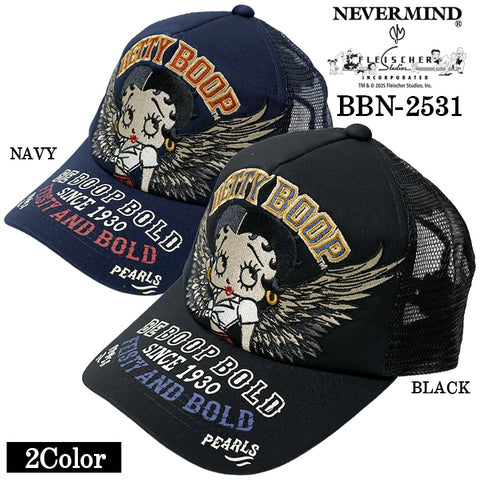 BETTY BOOP NEVERMIND TWILL MESH CAP ベティーブープ ネバーマインド ツイル メッシュ キャップ 帽子 bbn-2531