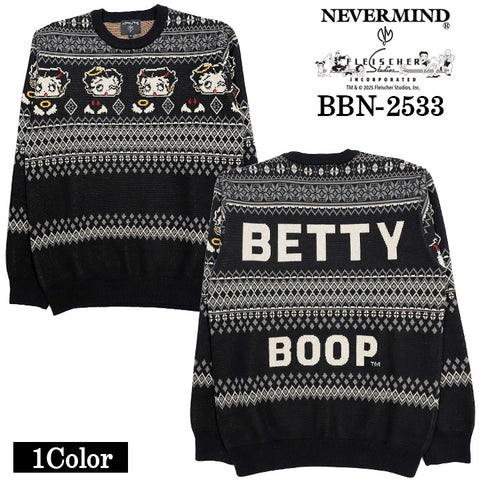 BETTY BOOP NEVERMIND JACQUARD KNIT PULLOVER SWEATER ベティー ネバーマインド コラボ ジャカード ニット プルオーバー セーター bbn-2533
