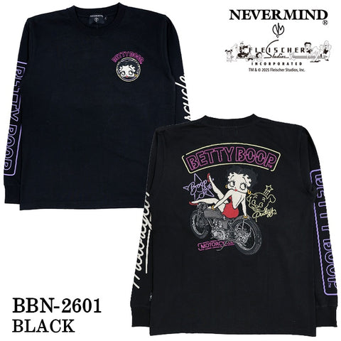 BETTY BOOP NEVERMIND TEE L/S T-SHIRT ベティーブープ ネバーマインド 天竺 ロンTEE 長袖 Tシャツ bbn-2601