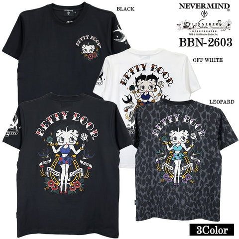 BETTY BOOP NEVERMIND TEE S/S T-SHIRT ベティーブープ ネバーマインド コラボ 天竺 半袖 Tシャツ bbn-2603