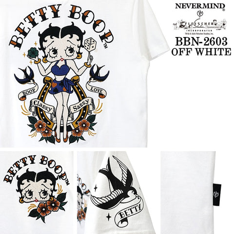BETTY BOOP NEVERMIND TEE S/S T-SHIRT ベティーブープ ネバーマインド コラボ 天竺 半袖 Tシャツ bbn-2603