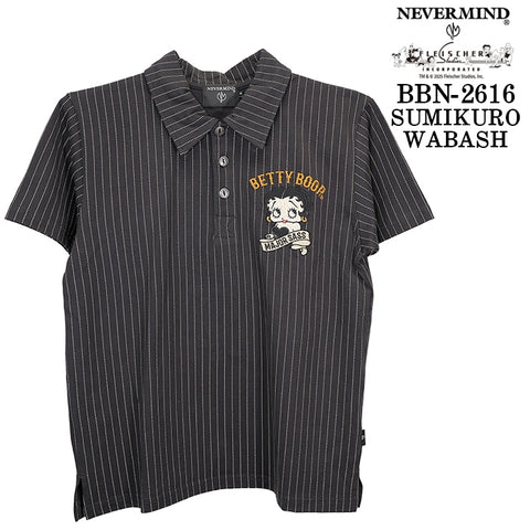 BETTY BOOP NEVERMIND S/S POLO SHIRT ベティーブープ ネバーマインド コラボ 天竺 半袖 ポロシャツ bbn-2616