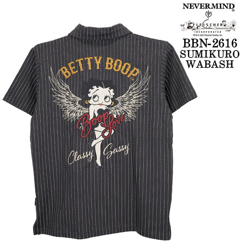 BETTY BOOP NEVERMIND S/S POLO SHIRT ベティーブープ ネバーマインド コラボ 天竺 半袖 ポロシャツ bbn-2616