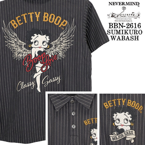 BETTY BOOP NEVERMIND S/S POLO SHIRT ベティーブープ ネバーマインド コラボ 天竺 半袖 ポロシャツ bbn-2616