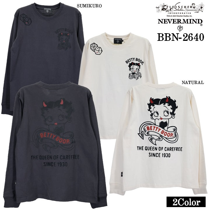 BETTY BOOP NEVERMIND TEE L/S T-SHIRT ベティーブープ ネバーマインド コラボ 天竺 ロンTEE 長袖 Tシャツ bbn-2640