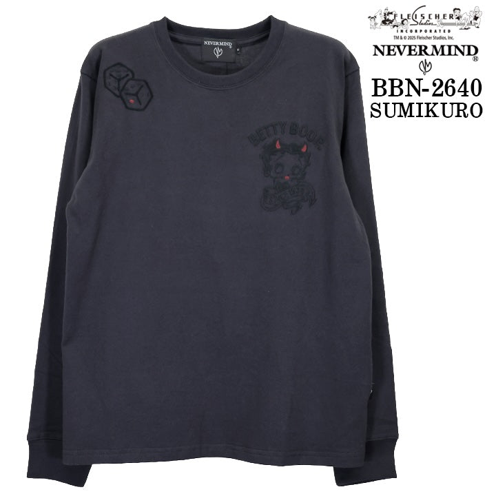 BETTY BOOP NEVERMIND TEE L/S T-SHIRT ベティーブープ ネバーマインド コラボ 天竺 ロンTEE 長袖 Tシャツ bbn-2640