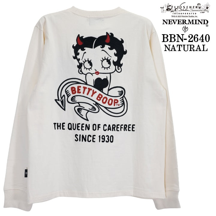 BETTY BOOP NEVERMIND TEE L/S T-SHIRT ベティーブープ ネバーマインド コラボ 天竺 ロンTEE 長袖 Tシャツ bbn-2640