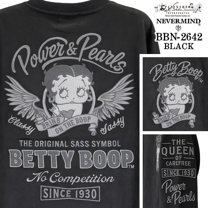 BETTY BOOP NEVERMIND L/S FAKE SUEDE PULLOVER TEE ベティーブープ ネバーマインド コラボ 長袖 フェイク スウェード プルオーバー bbn-2642